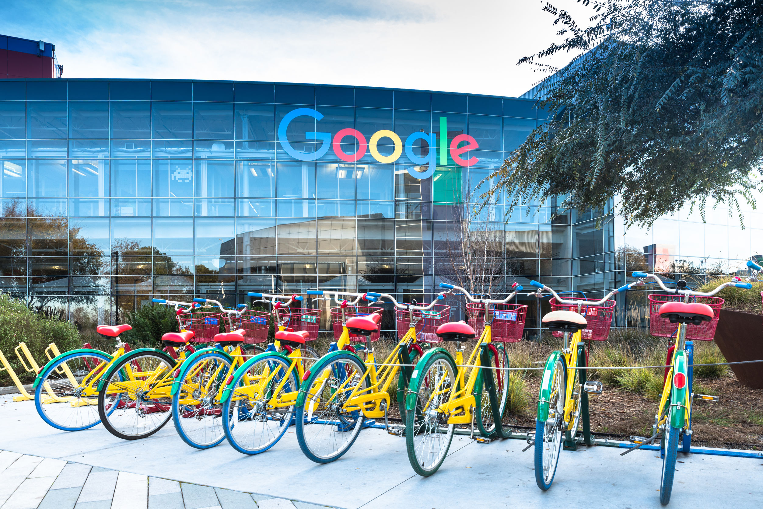 77282614 - bikes at googleplex - google headquarters